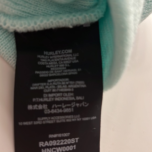 Hurley Script Staple Beanie Mint NWT - Picture 5 of 5